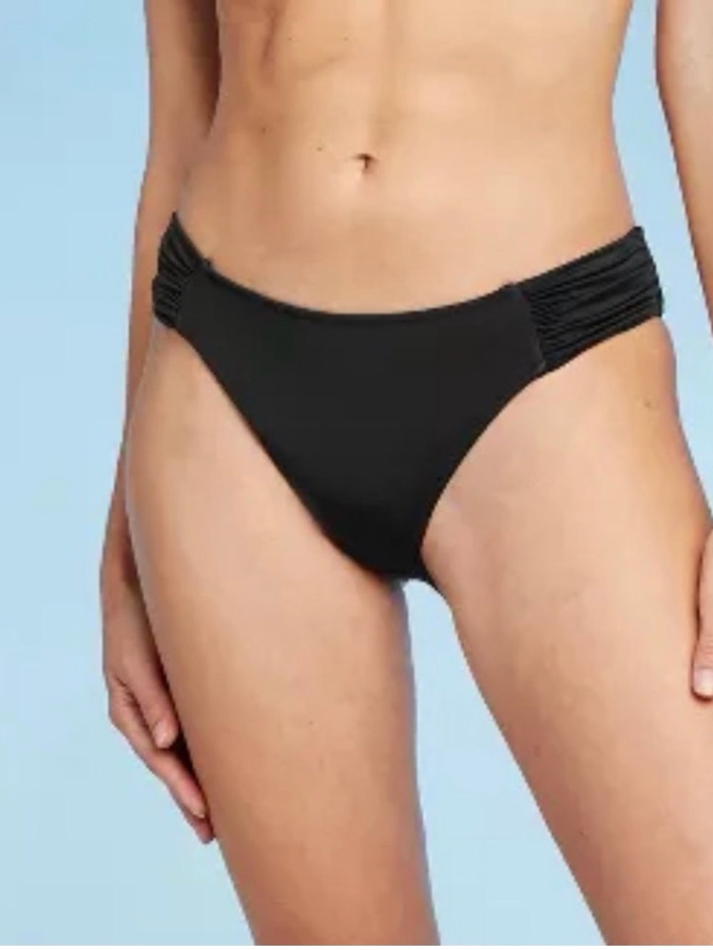 Shade & Shore (L) Ruched-Side Swim Bikini Bottom Black